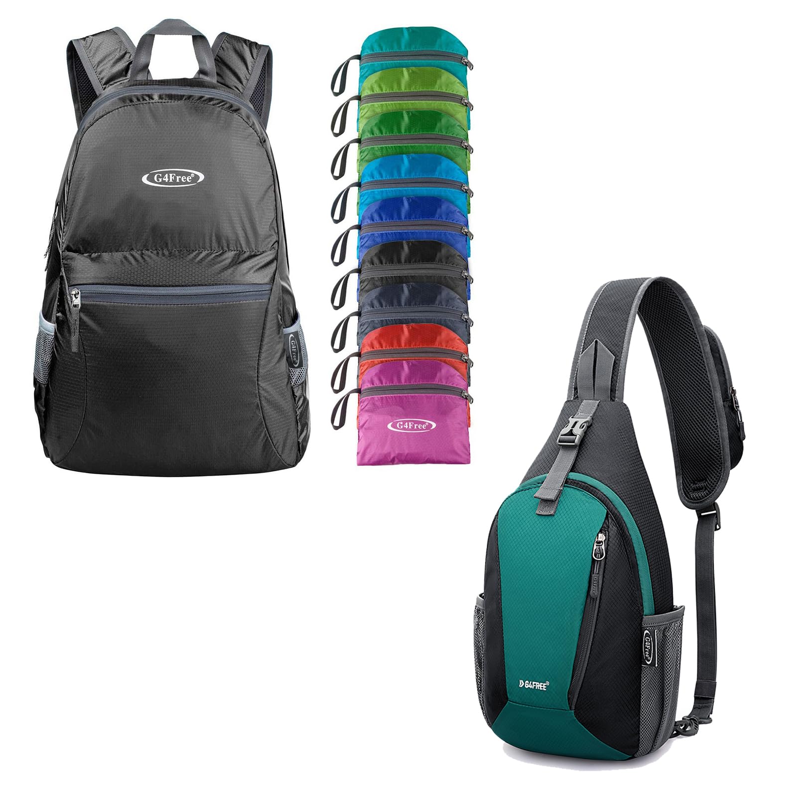 G4Free 20L Lightweight Packable Backpack and Small RFID Crossbody
