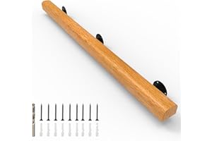 YEOOE 5FT Wood Stair Handrails Wall Mount, Hand Railings for Stairs Indoor Outdoor, Non-Slip Staircase Handrail for Corridor, Lofts, Patio, Kindergarten Guardrail (Size: 5ft)