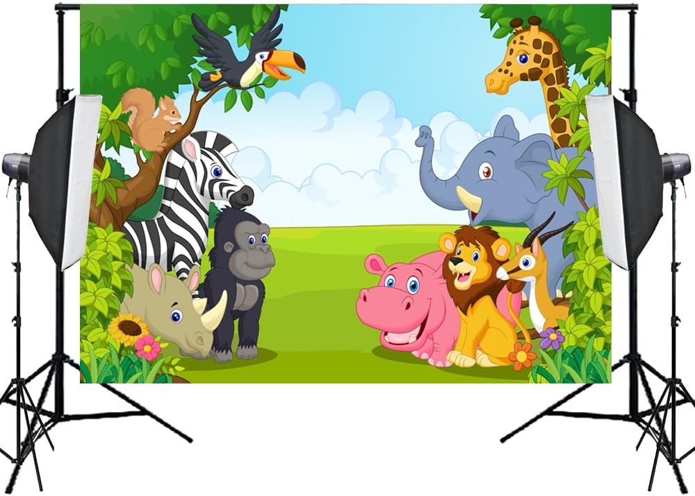 Aisnyho Jungle Safari Backdrop Forest Animal Themed Amazon.co.uk