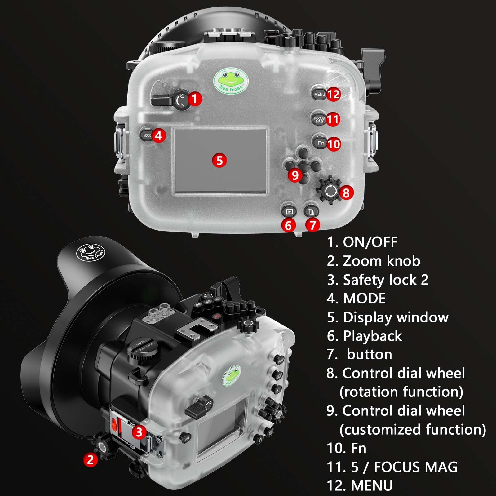 Seafrogs Underwater Housing for Sony Alpha FX3 I FX30 + WA005A Dome Port Kit [40M/130FT] Waterproof Case Scuba Diving Housing for Sony ILME-FX3 I FX30 +FE 24-70 F2.8 GM, 90mm F2.8 G