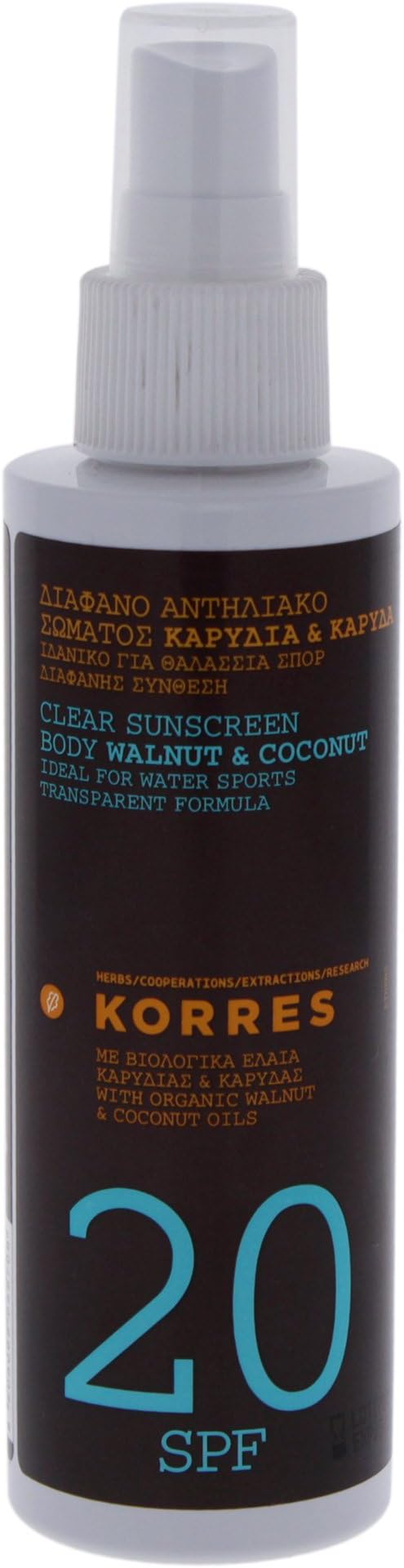 Korres Walnut Coconut SPF 20 Clear Sunscreen Spray 150ml - Water Sports