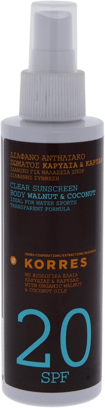 Korres Walnut Coconut SPF 20 Clear Sunscreen Spray 150ml - Water Sports