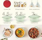 OVERMONT 26cm enamelled cast iron round casserole with lid 5.2L green view 7