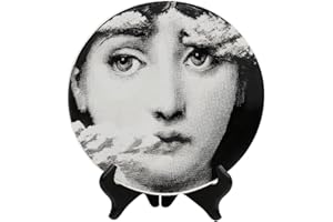 ALPHADESIGNLUXE 10" Italian-Style Decorative Plate – Handcrafted Modern Art Face Design Dish, Elegant Ceramic Platter for Tabletop Décor, Wall and Stand Display Included – for Home, Office, or Gift (Pretty Face)