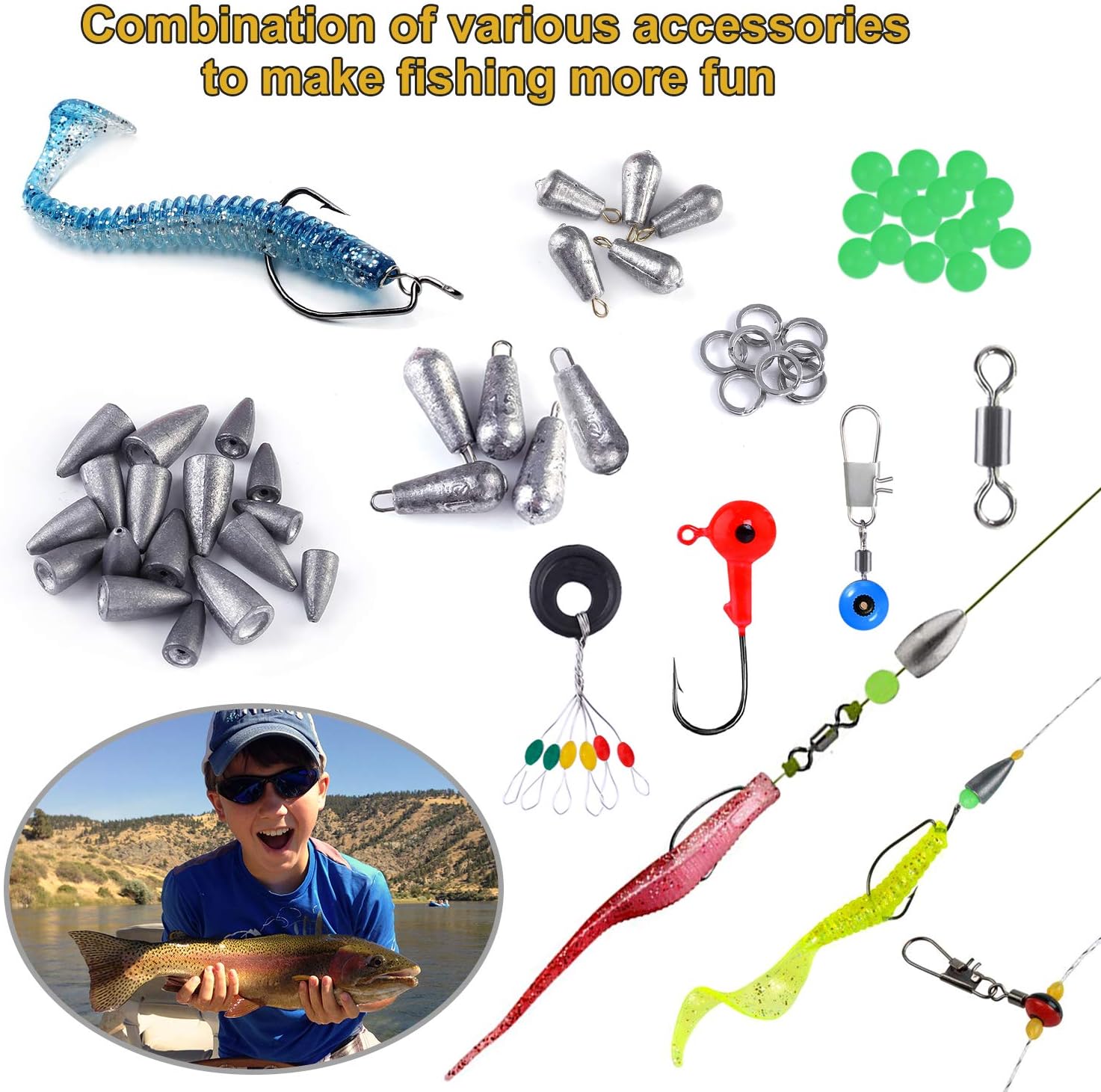 TOPFORT 230PCS Fishing Accessories Kit, Including Jig Hooks, Bullet Bass Casting Sinker Weights, Different Fishing Swivels Snaps, Sinker Slides, Fishing Line Beads, Fishing Set with Tackle Box… : Sports & Outdoors