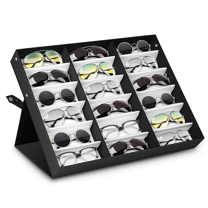 amzdeal Sunglasses Display Case 18 Slot Sunglass Eyewear Display