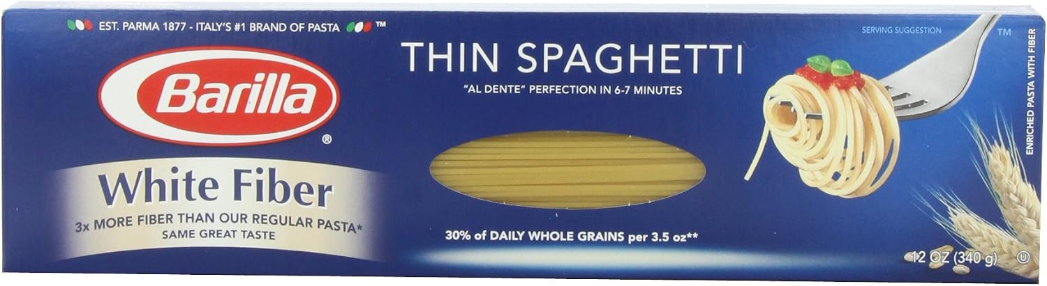 Barilla enriched pasta with fiber, White fiber thin spaghetti (076808003062)