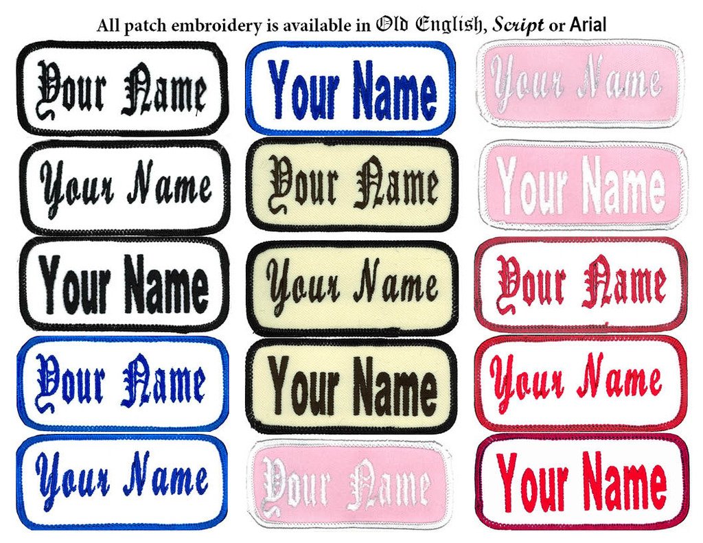 Name Patch Uniform Work Shirt Personalized Embroidered White with Blue Border. Hook Fastener. - Image 5