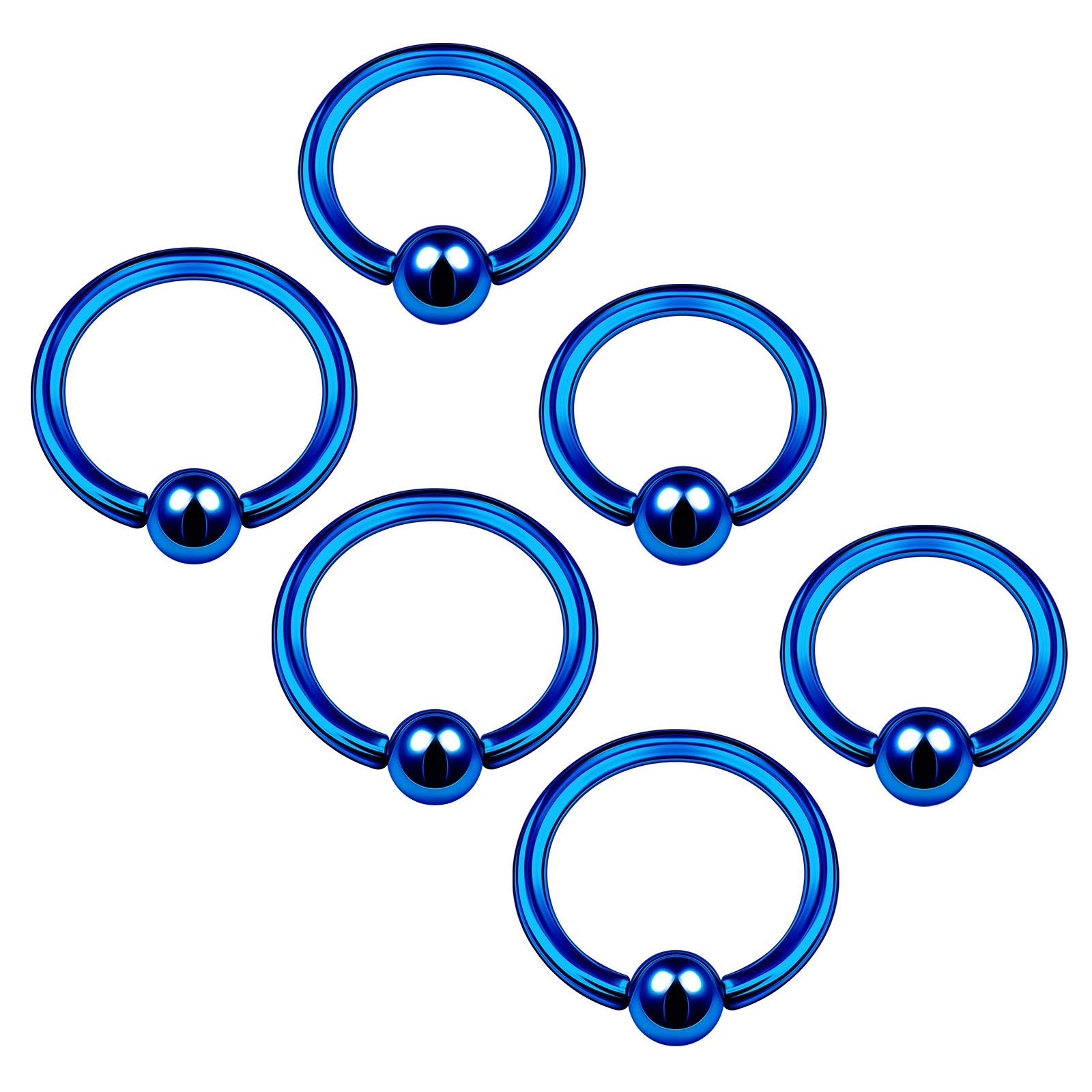 6PCS Anodized Captive Bead Hoop Earrings 14g 8mm 10mm 4mm Ball Tragus Nose Septum Earrings Eyebrow Piercing Jewellery 4742