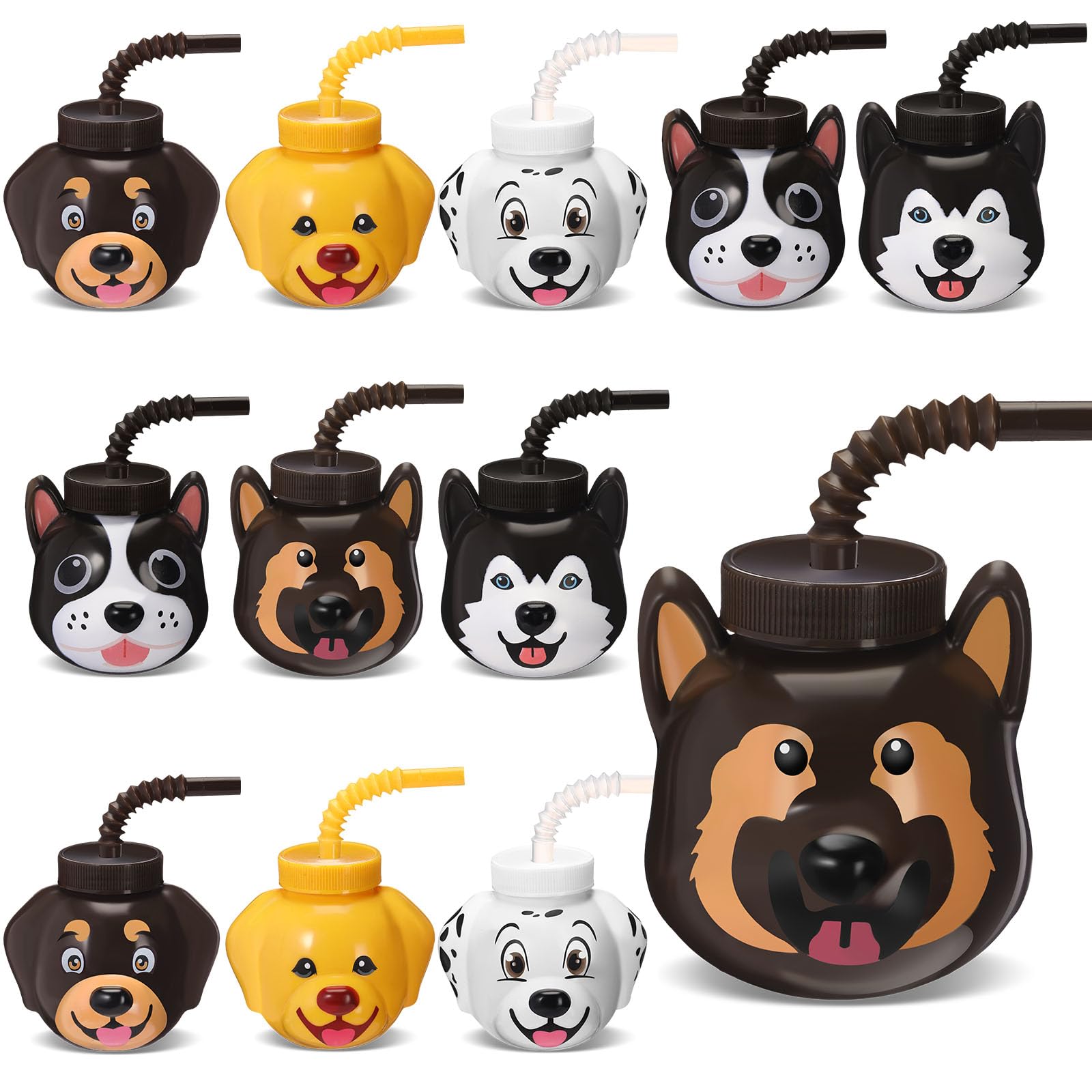 Photo 1 of Sratte 24 Pcs Pet Dog Party Favor Gift Supplies Pet Dog Cups Straws with Lids 10 oz Cute Print Plastic Puppy Straw Cup Bulk for Kids Birthday Puppy Theme Party Baby Shower Supplies