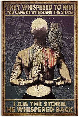 Amazon Com Poster Yoga I Am Storm Man And Owl Vertical Poster Heavy Weight Paper Poster Furniture Decor