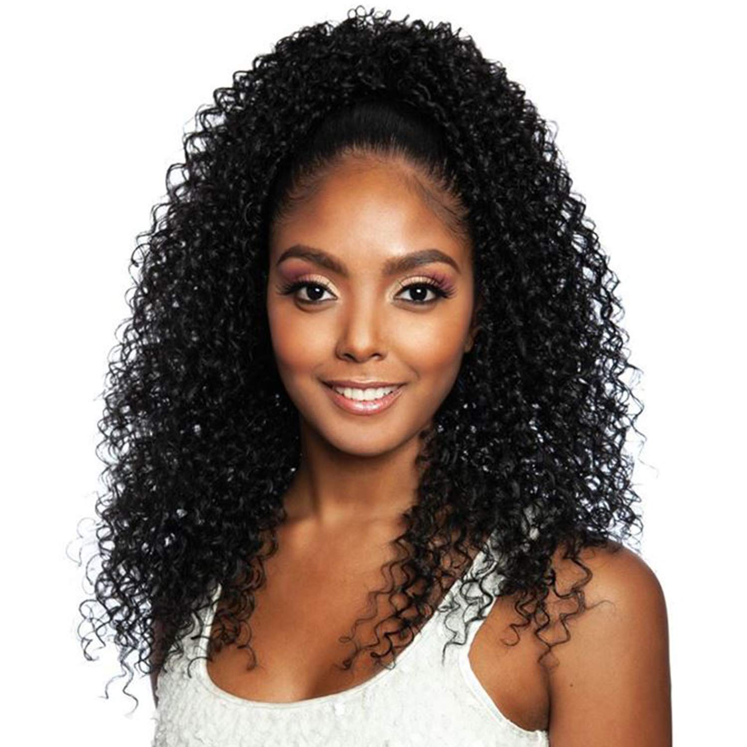 Mane ConceptHuman Hair Blend Ponytail Brown Sugar Key Curl Wrap N Tie 20" (1B)