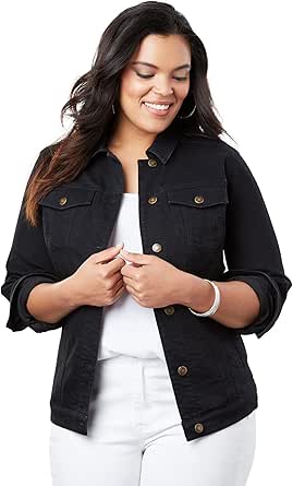 plus size black jean jacket