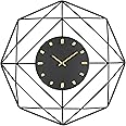 Glitzhome 24” Modern Metal Octagonal Wall Clock, Black Golden Wall Clock Decorative Contemporary Silent Wall Mounted Clock, Battery Operated Hanging Clock for Home Living Room Office Classroom