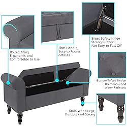 Polar Aurora Storage Bench with Upholstered Rolled