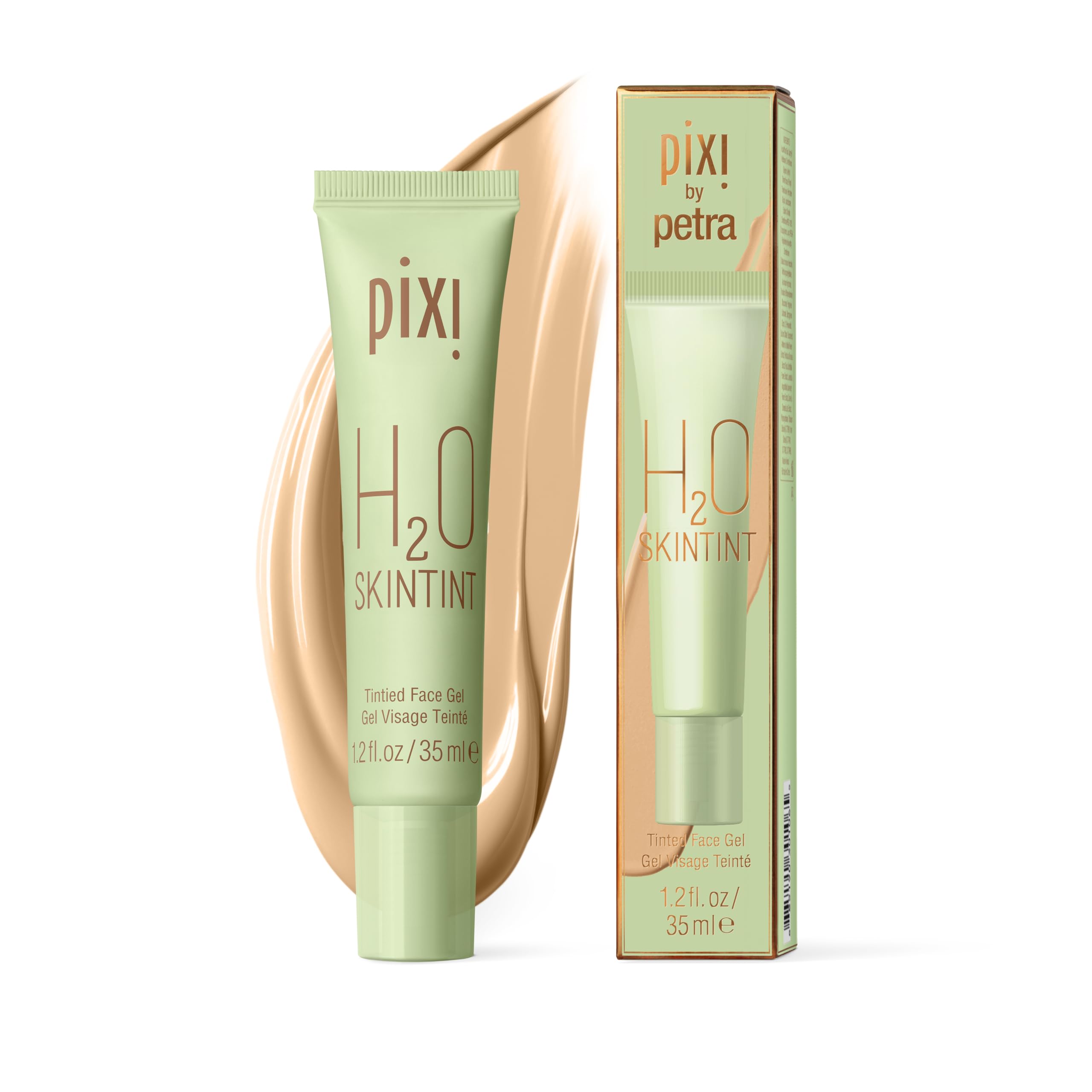 Pixi H2O SkinTint | Tinted Gel Moisturiser | Lightweight, Hydrating & Water-Resistant | Evens Tone & Reduces Redness | Warm | 1.2 fl oz/35 ml