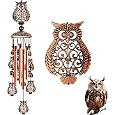 JUNQIU Owl Wind Chimes for Outside, Owl Gifts for Women - 35In Owls Decor Windchime, Gifts for Women, Mom