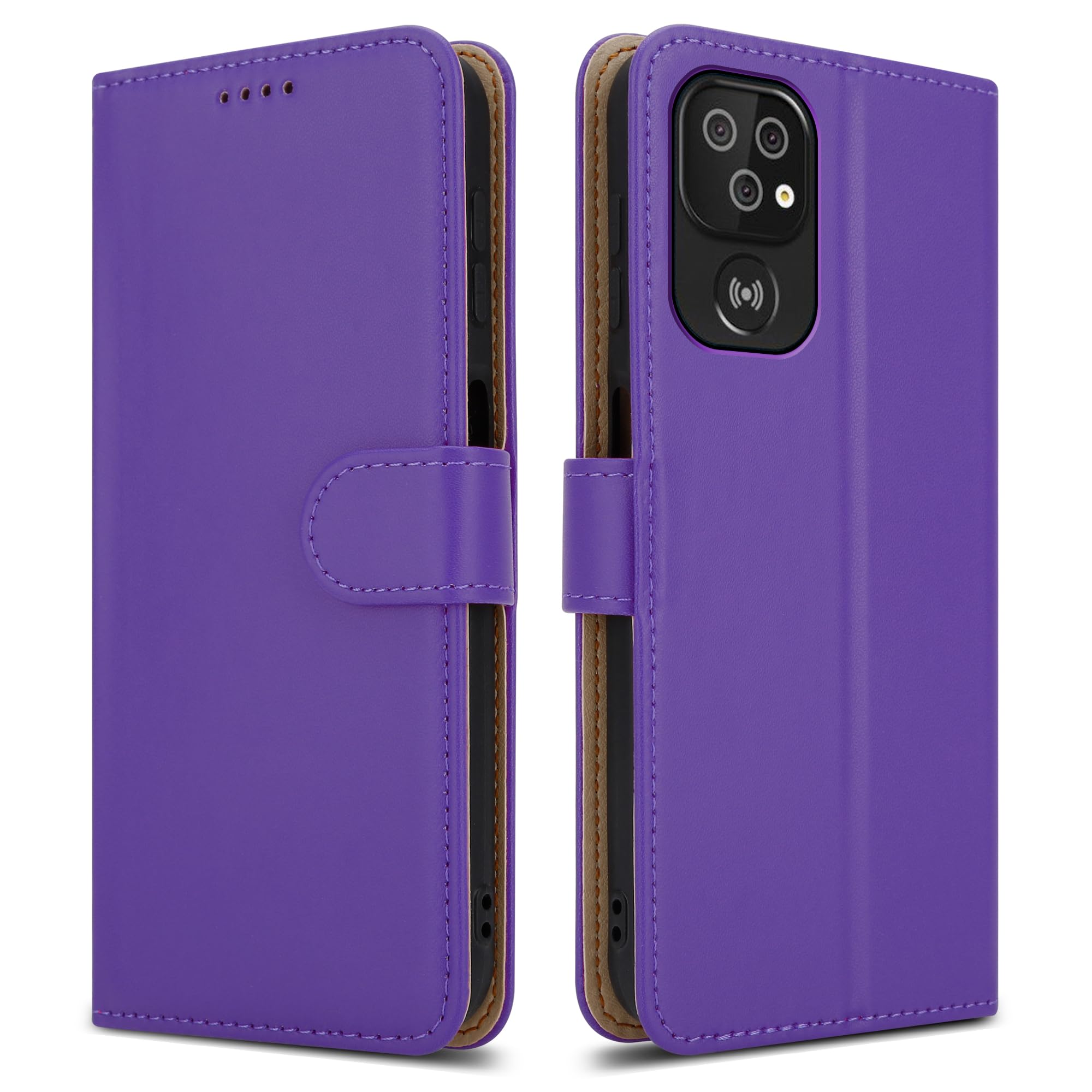 PIXFAB For Doro 8200 Leather Phone Case, Magnetic Closure Full Protection Book Folio Design, Wallet Case Cover [Card Slots] and [Kickstand] For Doro 8200 - Purple