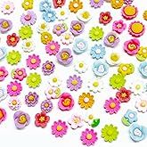 BitsyRizz 100PCS Flatback Resin Flower Charms – Mini Flowers for Crafts DIY, Mini Daisy Resin Flower Charms for Jewelry Making Scrapbooking Embellishments