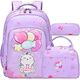 Jumpopack Unicorn Backpack Cat Backpacks for Girls Kids School Backpacks for Elementary Girls Backpack with Lunch Box Lightweight Water Resistance School Bag Bookbag,Unicorn Cat Print