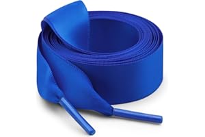 WEGOODZF Flat Satin Ribbon Shoelaces: 2cm Wide Silk Shoe Laces for Women -2 Pair