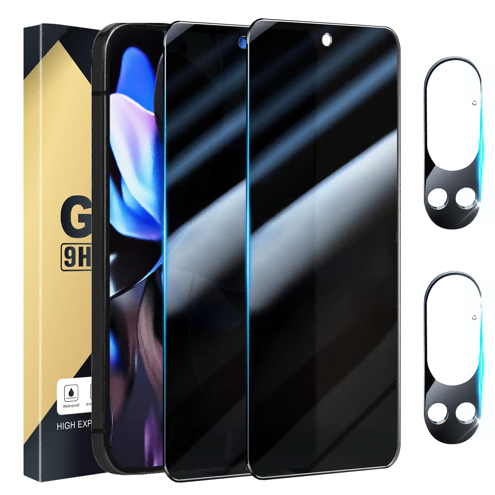 Photo 1 of [2+2 Pack] Privacy Screen Protector Compatible with Pixel 9 Pro XL, 2 Privacy Tempered Film with 2 Camera Lens Tempered Glass, High Clarity, Bubble Free, Anti-Spy Protection