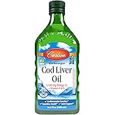 Carlson - Cod Liver Oil, 1100 mg Omega-3s, Wild-Caught Norwegian Arctic Cod-Liver Oil, Sustainably Sourced Nordic Fish Oil Liquid, Unflavored, 500 ml (16.9 Fl Oz)