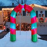 SEASONBLOW 8 Ft Light Up Inflatable Christmas Candy Archway with Bow Decoration for Yard Lawn Garden Home Party Indoor Outdoor