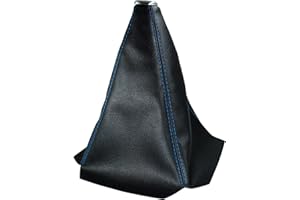 QIANG KUN Universal Car Shift Knob dust Cover Black PU Leather Manual/Auto Shifter Shift Boots Cover (Black PU/Blue Stitching)