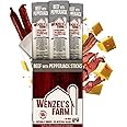 Wenzel’s Farm Beef with Pepperjack Sticks │Snack Sticks │ Flavorful, Naturally Smoked │ High Protein, Low Carb │ No MSG, Fillers, Binders, Artificial Colors │ Gluten Free | 32 sticks (16 packs of 2)