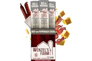 WENZEL'S FARM Wenzel’s Farm Beef with Pepperjack Sticks │Snack Sticks │ Flavorful, Naturally Smoked │ High Protein, Low Carb │ No MSG, Fillers, Binders, Artificial Colors │ Gluten Free | 32 sticks (16 packs of 2)