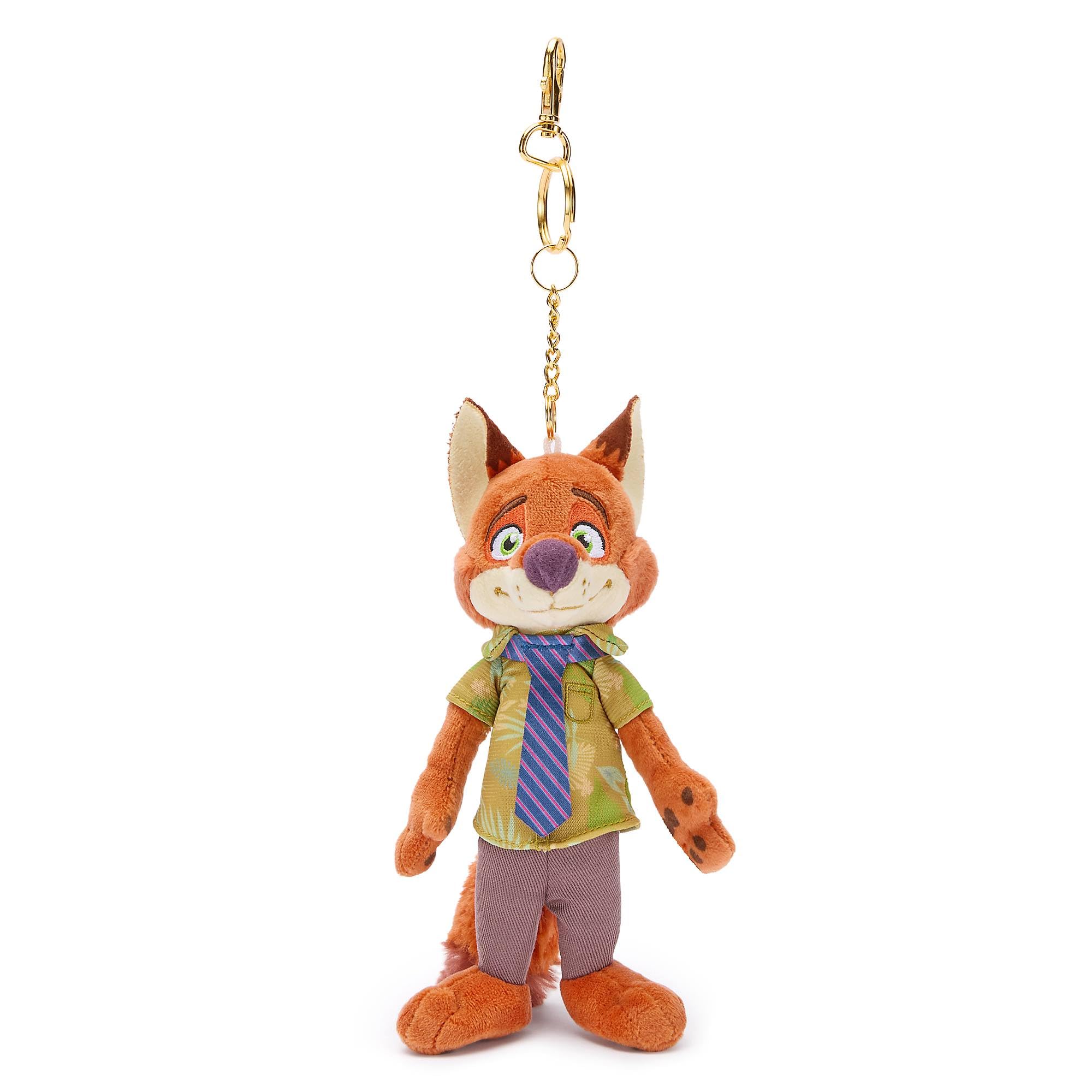 Disney Store Japan Official Nick Wilde Small Soft Toy Keyring, Zootropolis, Plush Fox in Green Shirt & Purple Tie, 17cm