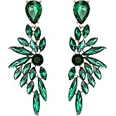 BriLove Women's Wedding Bridal Crystal Teardrop Multi Marquise Cluster Bling Dangle Earrings