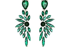 BriLove Women's Wedding Bridal Crystal Teardrop Multi Marquise Cluster Bling Dangle Earrings