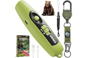 UNIWA Electronic Air Bear Horn, 120±5 dB Loud Air Horn for Safety Hiking Camping Emergency Whistle with Compass & Thermometer