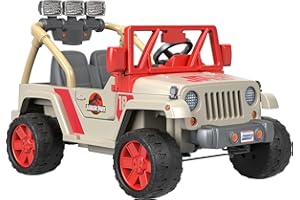 Power Wheels Jurassic Park Jeep Wrangler Ride-On Battery Powered Vehicle with Dinosaur Sounds & Lights for Preschool Kids Ages 3+ Years