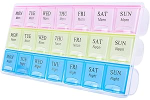 TEIKOU Large Weekly Pill Organizer 3 Times A Day, Moisture-Proof 7 Day Pill Box, Travel Pill Cases Portable for Pills Vitamin Fish Oil Supplements