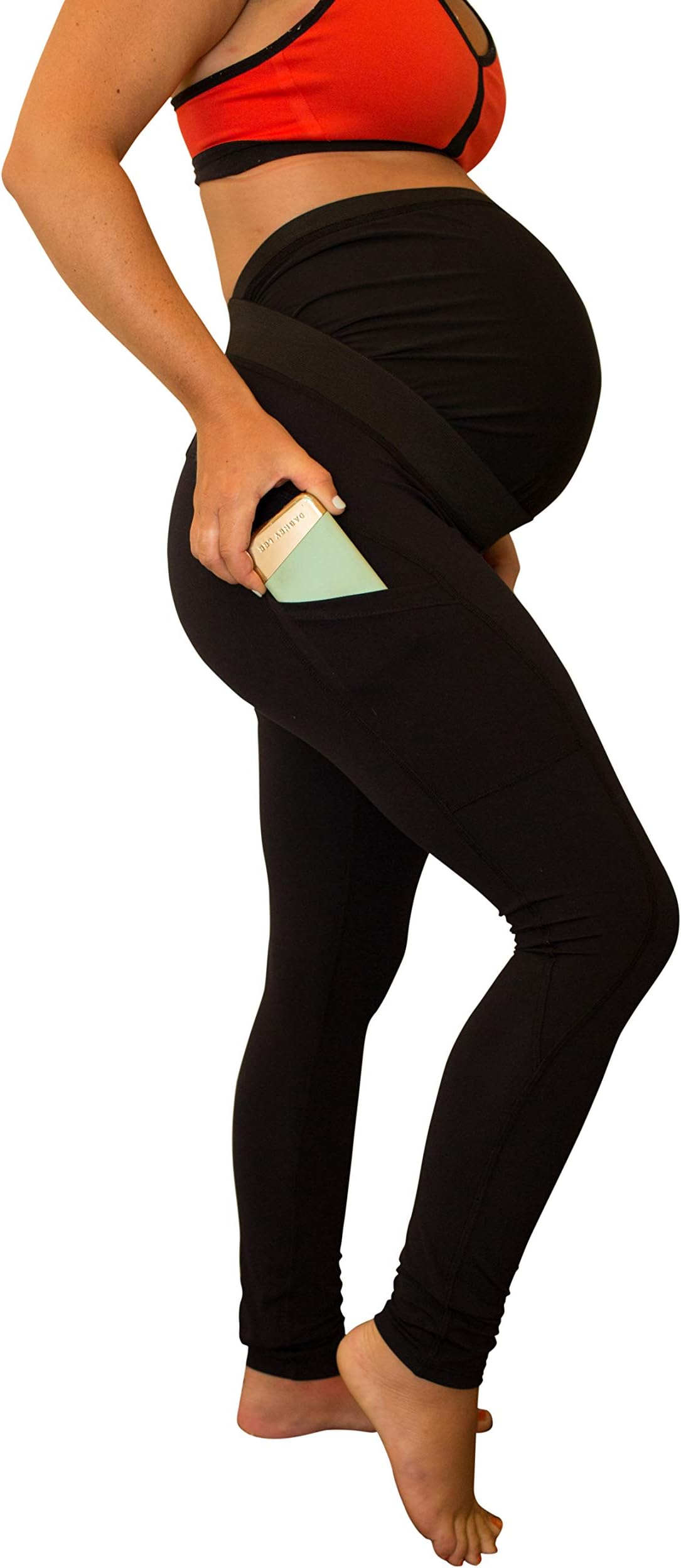 Maternity Leggings Over The Belly Premium Quality Activewear with Pocket | Made in USA