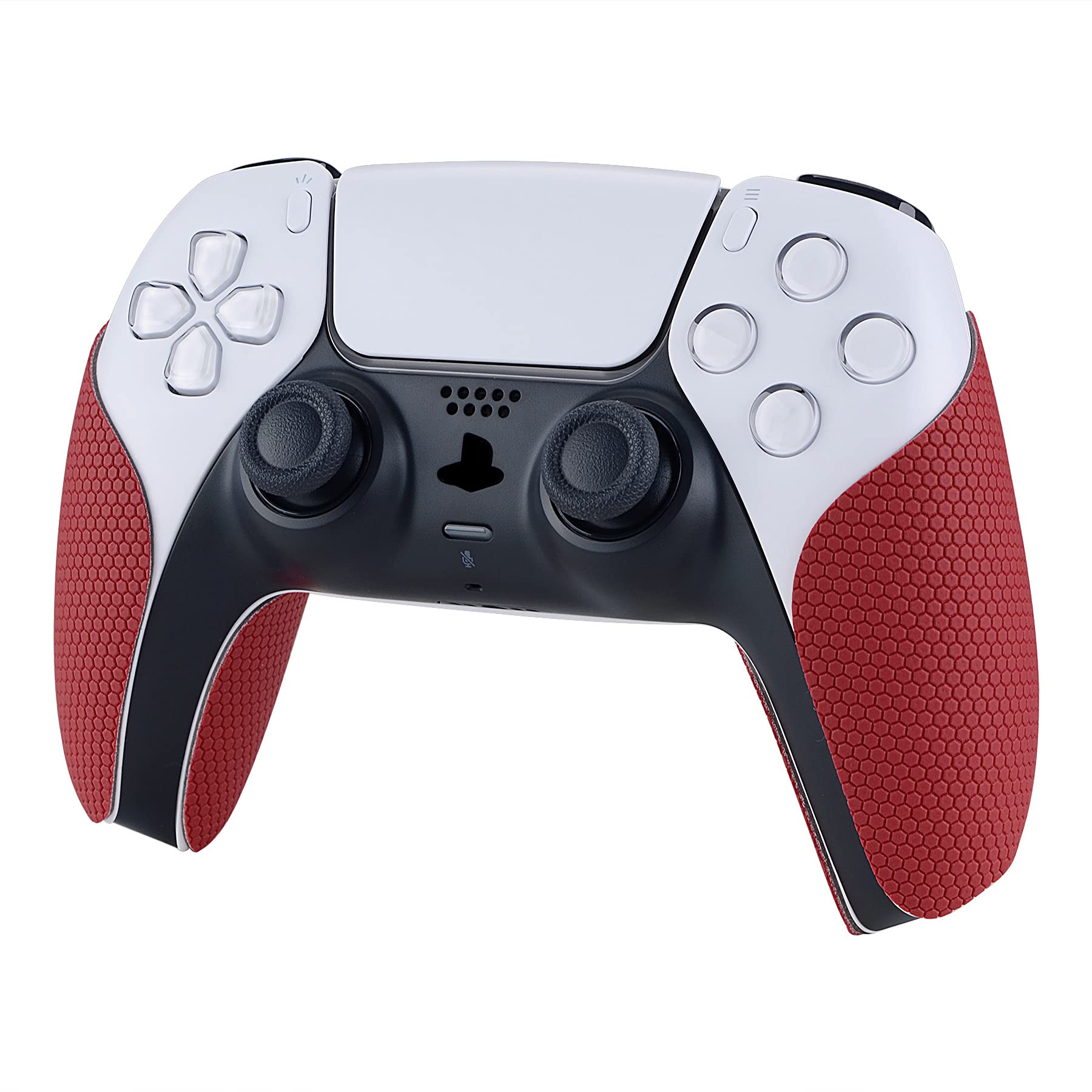 eXtremeRate PlayVital Red Anti-Skid Sweat-Absorbent Controller Grip for ps5 Controller, Professional Textured Soft Rubber Pads Handle Grips for ps5