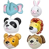 SOTOGO 6 Pieces Animal Head Balloons 4D Zoo Animal