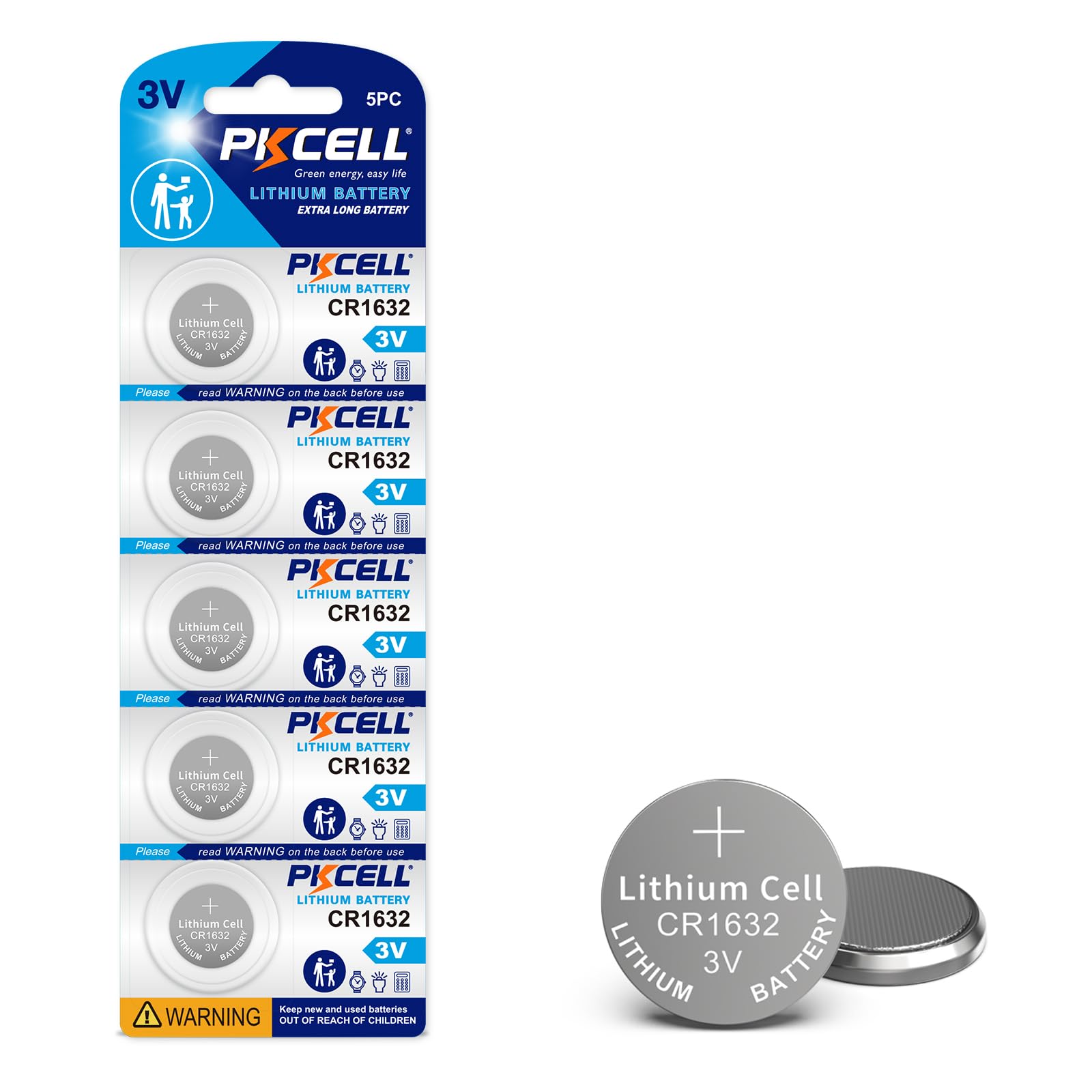 Photo 1 of PKCELL CR 1632 Lithium Battery 3V CR1632 Battery (5-Count (Pack of 1))