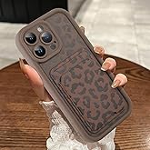 MOWIME Compatible with iPhone 12 Pro Max Case with Card Holder, Cheetah Print Shockproof Soft TPU Protective Case Women Girls, Anti Scratch Wallet Case for iPhone 12 Pro Max 6.7 Inch, Brown