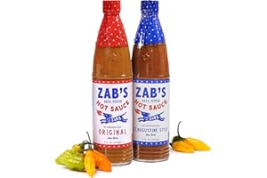 Zab's Hot Sauce Variety Pack, Original and St. Augustine Style (6oz Each, 2 Pack), Naturally Sweet Heat & Signature Slow Burn from Datil Peppers, Gluten-Free, Perfect for Pizza, Wings, BBQ, & More