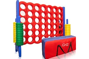PLAYVIBE Jumbo 4-to-Score Giant Game Set, with Storage Carry Bag Included | Life Size Connect-All-Four Game | 4 in A Row for Kids and Adults | 4' Wide by 4' Tall | Giant Outdoor Games Toys | Outdoor / Indoor
