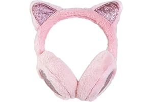 TIZHJOZI Winter Ear Muffs for Women, Cute Cat Ears Foldable Adjustable Earmuffs, Fluffy Faux Fur Ear Warmers for Cold Weather