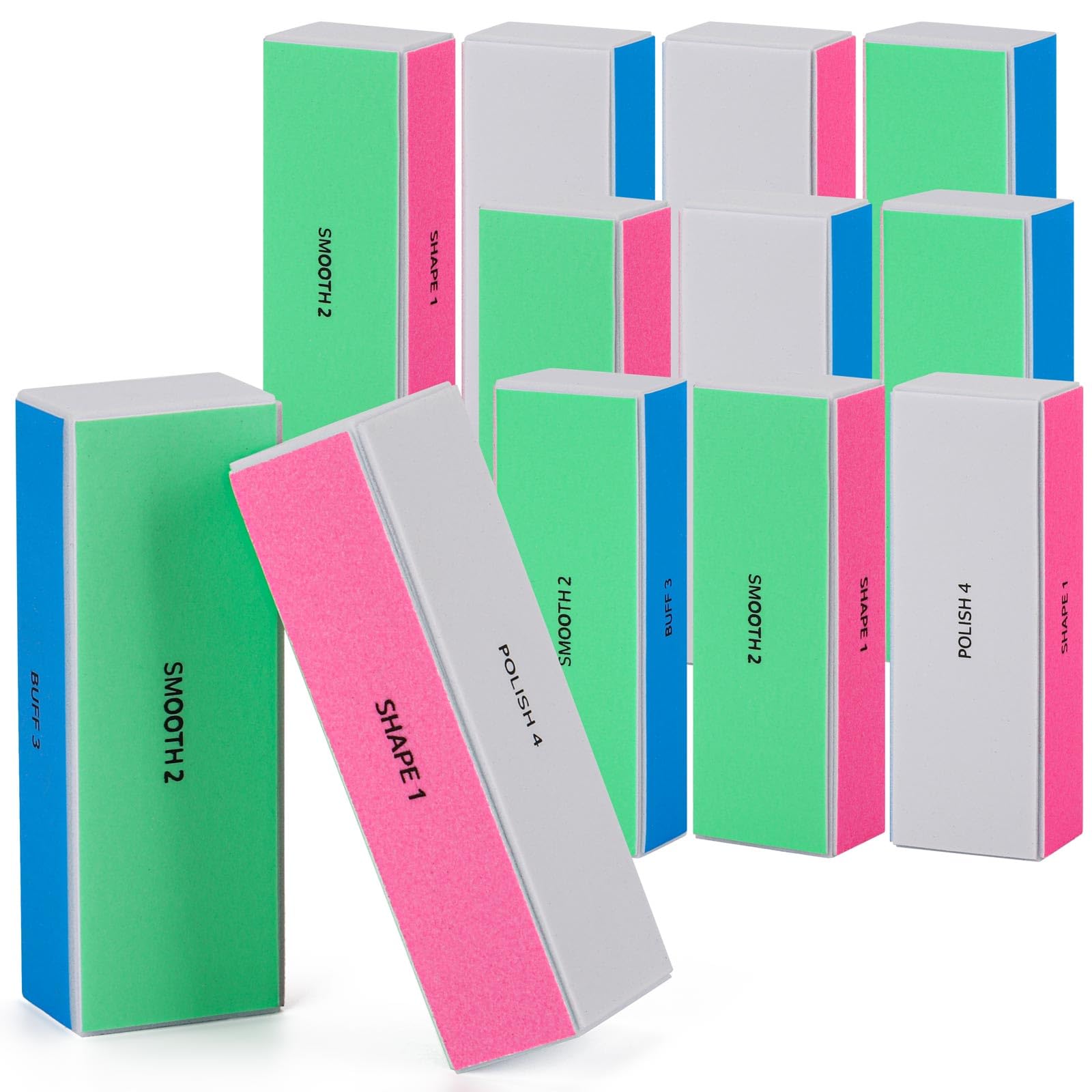 Photo 1 of 12 Pieces 4 Way Nail Buffer Block, Nail Shine Buffers Blocks Files for Natural and Acrylic Nails Smoother Buffing Block, 120/240/600/3000 Grit for Buffing Shinning