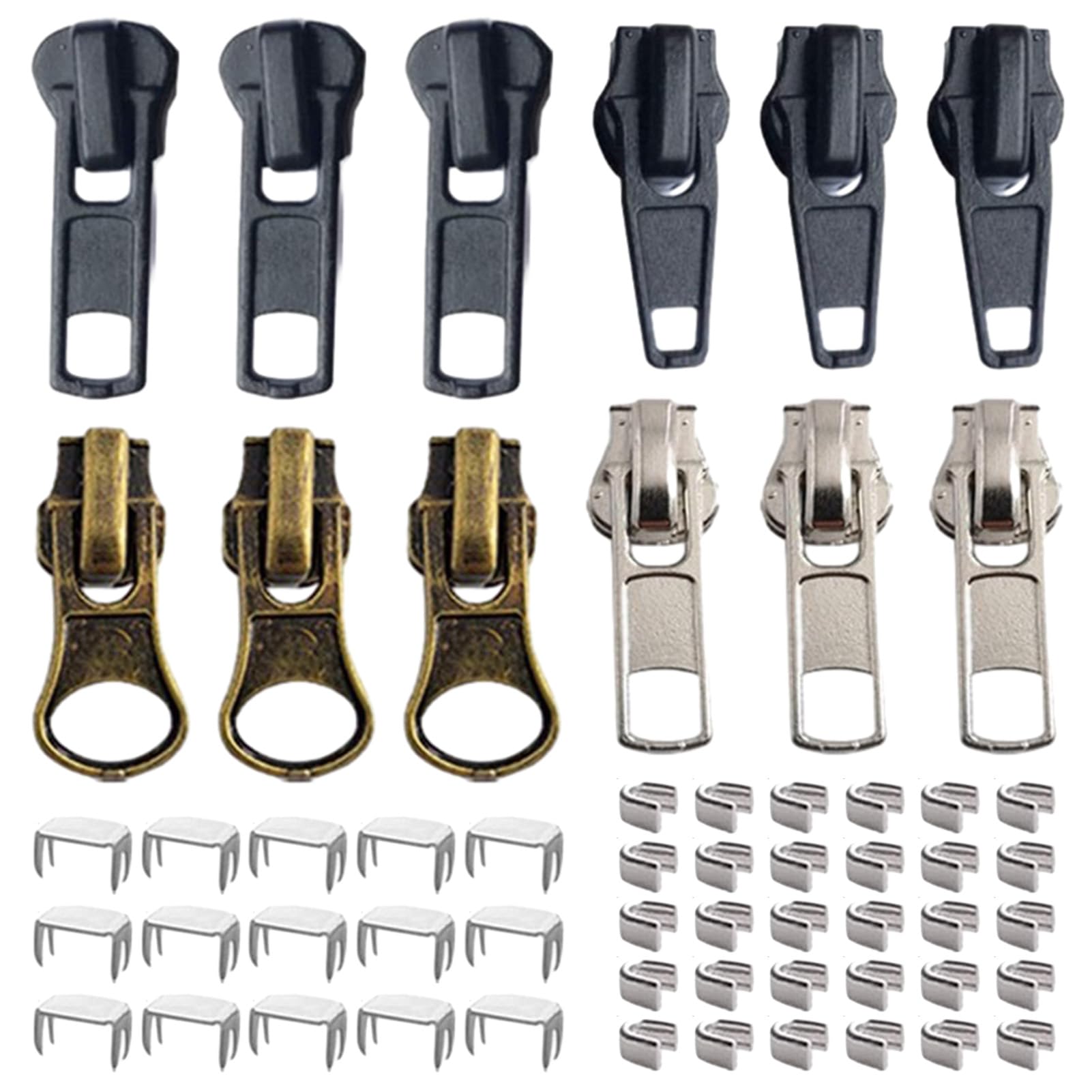 Lam-Lord Zip Repair Kit, 58Pcs Metal Zipper Pull Replacement, Copper Zipper Slider, Universal Zip Puller Accessories for Coats, Jacket, Jeans, Luggage, Backpacks