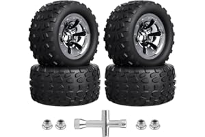 CrazyHobby 2.8“ Preglued Truck Wheels and Tires Chrome Rims for 1/10 Scale Traxxas Stampede Rustler VXL Hoss 4x4 2WD Redcat Volcano EPX Pro RC Monster Truck Brushless 3S 4S(Style A)