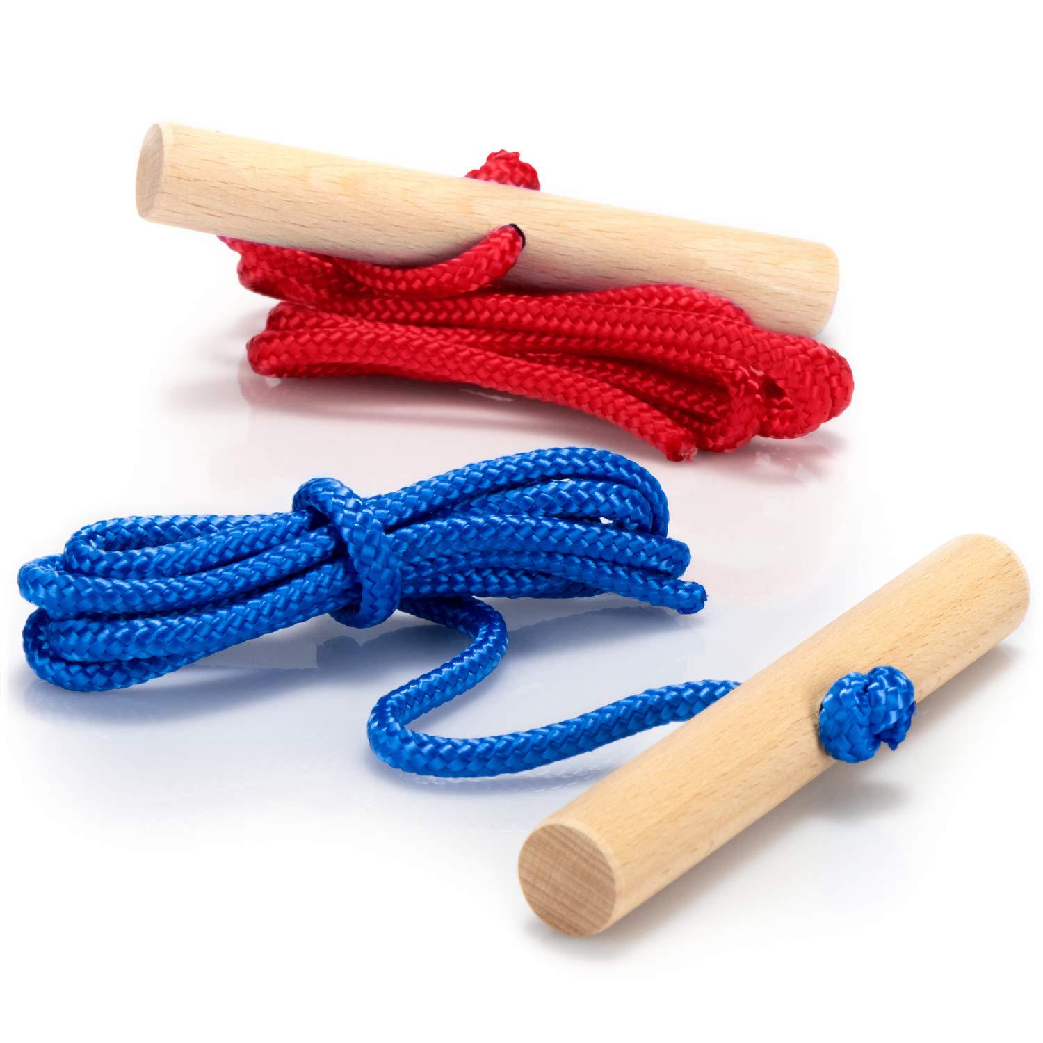 COM-FOUR® 2x premium sledge leash with wooden handle, extra long toboggan accessory, pull rope for sledges, Made in Germany!