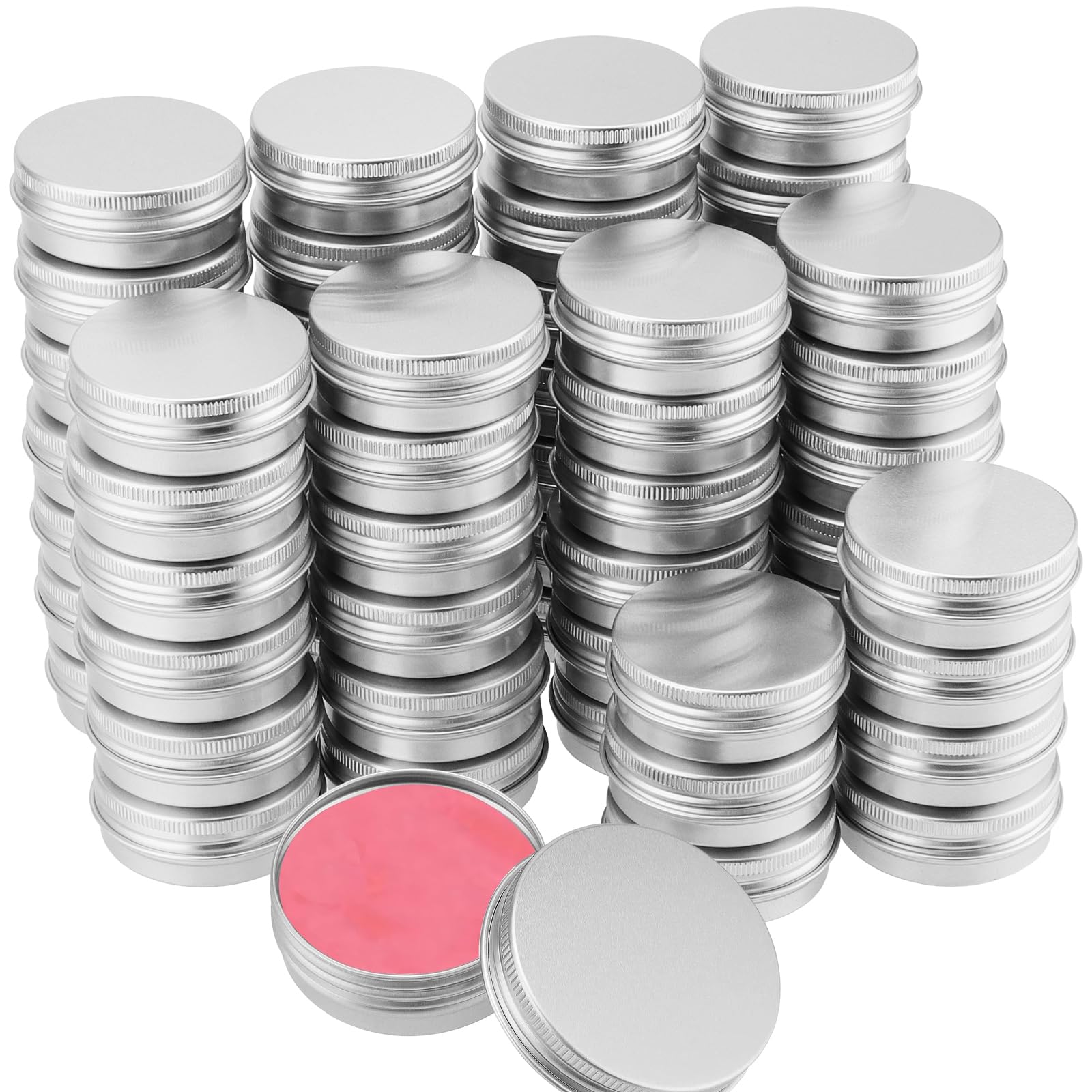 ZOENHOU 60 Pack 30ml 1oz Aluminum Tin Cans, Screw Top Round Tin Jars, Small Empty Travel Container Tins Storage Jars Pots